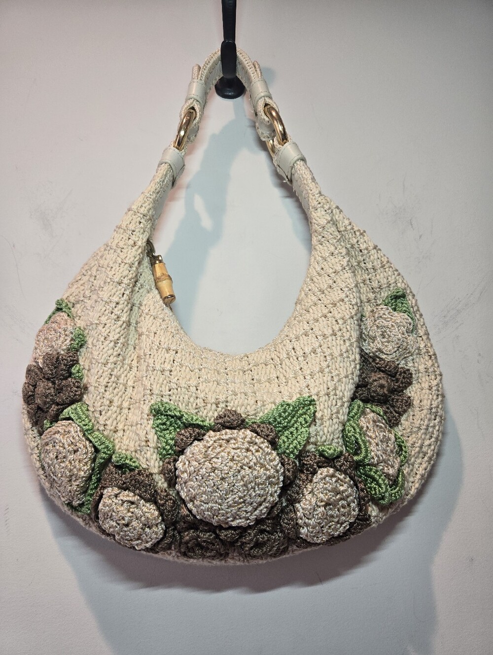 Y2k The SAK Vintage Crochet Flower 3D Boho Purse Bag Retro Whimsi 90s